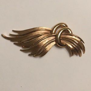 TRIFARI BROOCH, Shiny, Matte, Pink & Yellow Gold Tone, Signed